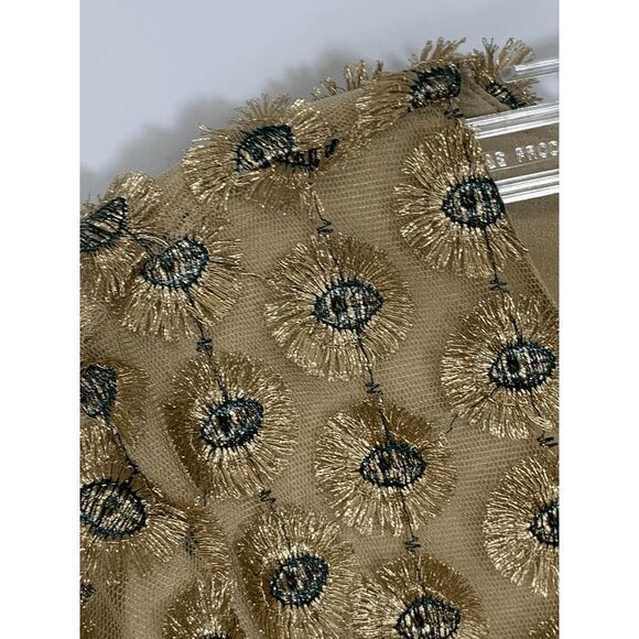 Calvin Klein Womens Blouse Embellished Circle Quarter Sleeve Brown Small - Picture 4 of 10